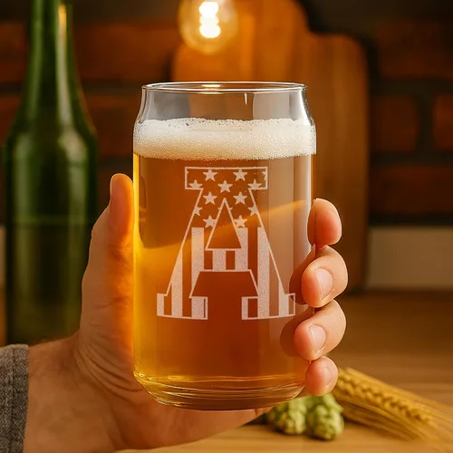 Miniatura 2 de Vasos de cerveza con monograma para hombres (A-Z) 16 oz - Regalos de cerveza para hombres hermano hijo papá vecino - Regalos únicos para él - Tazas