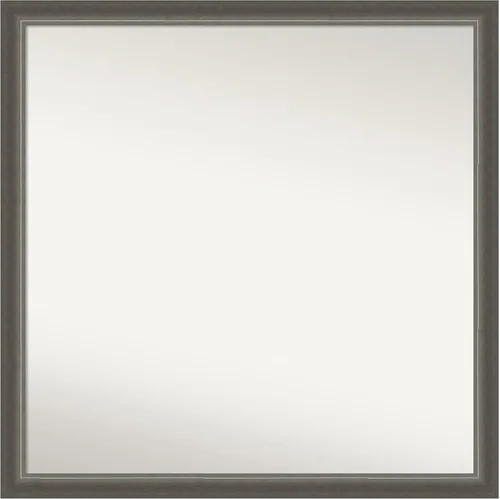 Miniatura 522 de Amanti Art Espejo de baño plateado para sobre fregadero, 25 x 25 pulgadas, espejo de tocador cuadrado estrecho de níquel cepillado, marco de madera