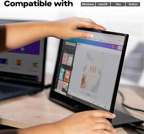 Miniatura 6 de Mobile Pixels Glance - Monitor portátil para laptop, pantalla FHD 1080P de 16 pulgadas, monitor portátil USB-C y HDMI, monitor de viaje