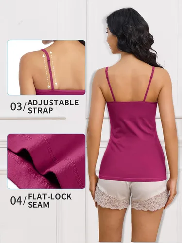 Miniatura 9 de Camisa Attraco de algodón, con tirantes estilo espagueti, con brasier incorporado, 2 paquetes, para mujer