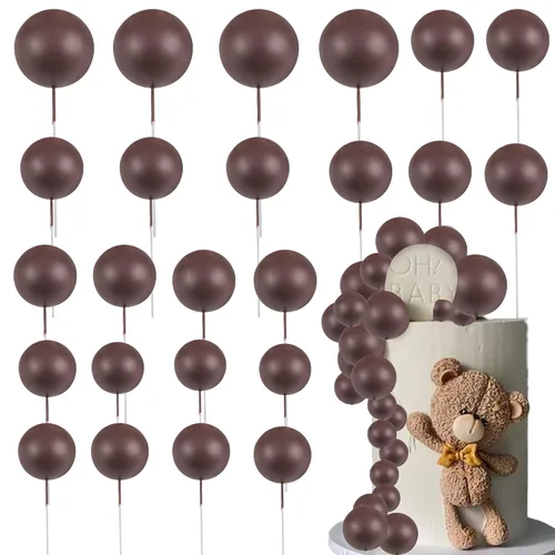 Miniatura 44 de Gyufise 30 Piezas Bolas Topper para Pastel DIY Insertables para Pastel Palillos de Bolas para Pastel Topper para Cupcakes para Fiesta de Cumpleaños