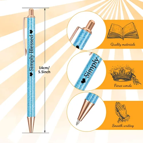 Miniatura 3 de Jeyiour 12 bolígrafos divertidos para adultos, elegantes inspiracionales con purpurina con mensajes motivacionales, bolígrafos bonitos para oficina