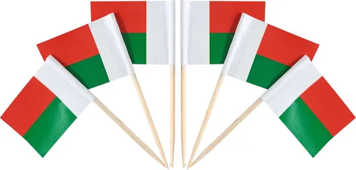 Miniatura 40 de QQSD Bandera de Albania palillo de dientes Albania Pequeña Bandera para cupcakes, 100