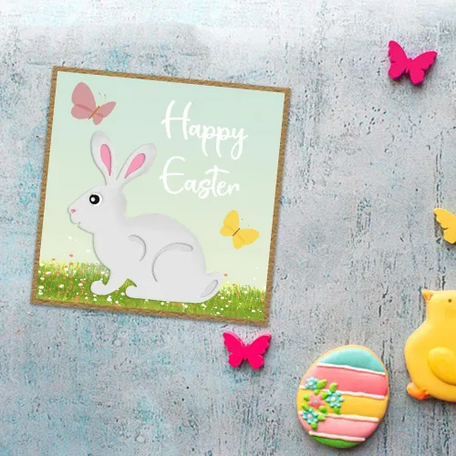 Miniatura 5 de Huevos de Pascua, conejos, troqueles de corte de metal y decoraciones de álbum de fotos, feliz conejito de Pascua, cesta de primavera, plantillas
