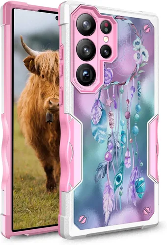 Miniatura 12 de Compatible con Samsung Galaxy S23, funda híbrida de doble capa con diseño gráfico resistente para Samsung Galaxy S23 (atrapasueños)