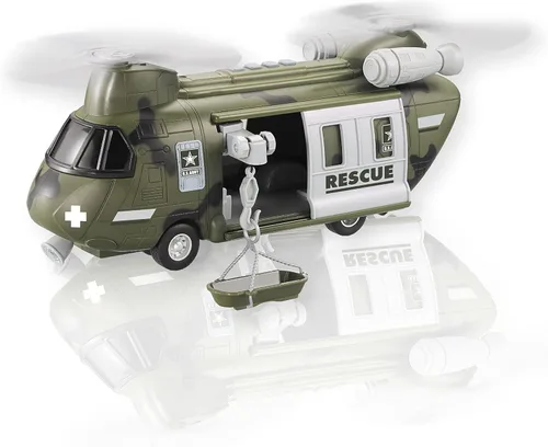 Miniatura 8 de Lollipop United States Army Camión de juguete con potencia de fricción 1/16 modelo de vehículo todo terreno con luz de coche y sonido, juguete