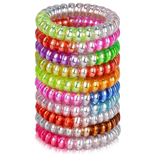 Miniatura 35 de JessLab Lazos para el cabello en espiral para mujeres, paquete de 10 sujetadores de cola de caballo sin rastro y sin daño, bandas para el cabello