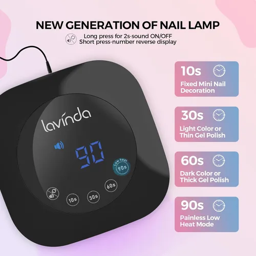 Miniatura 2 de Lámpara de uñas UV LED Lavinda, luz UV de 54W para esmalte de gel acrílico, lámpara de gel profesional con sensor automático, secador de uñas