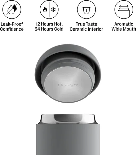 Miniatura 2 de Fellow Carter - Taza de viaje ancha de 16 onzas, de acero inoxidable con aislamiento al vacío, de boca ancha, vaso para té y café, taza de café