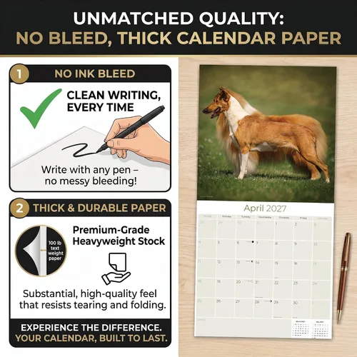 Miniatura 5 de Calendario Collie 2025 2026 – Calendario mensual de pared de raza de perro – 12 x 24 pulgadas abierto – Papel grueso que no se corre – Regalar