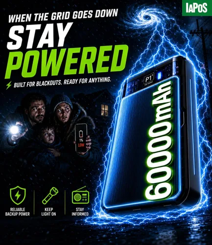 Miniatura 2 de Cargador portátil de batería de 60,000 mAh, cargador de teléfono de carga rápida de 22.5 W, cable USB-C/iOS/Micro-USB, Powerbank para iPhone 17 16