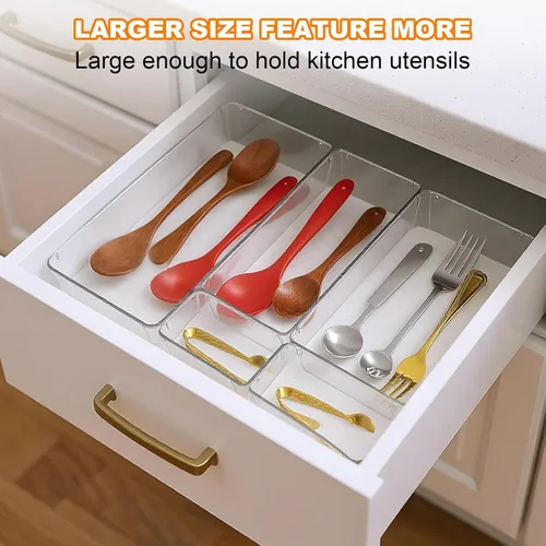 Miniatura 4 de 12 organizadores de almacenamiento de cajones de plástico transparente, 12 x 6 x 2 pulgadas, 9 x 6 x 2 pulgadas, 6 x 3 x 2 pulgadas, cocina, baño