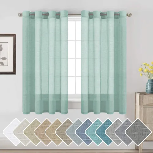 Miniatura 53 de H.VERSAILTEX Cortinas de 96 pulgadas de largo, cortinas de lino/cortinas transparentes de mezcla de lino natural/paneles/cortinas para sala