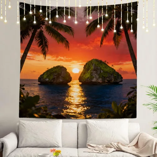 Miniatura 123 de Shrahala Tapiz de pared con paisaje de lago de otoño, bosque amarillo, para colgar en la pared, tapiz grande, decoración de fibra de poliéster