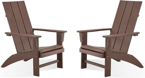 Miniatura 20 de Psilvam Silla Adirondack, silla para hoguera de madera de polietileno de gran tamaño con soporte para tazas, sillas de patio de soporte de 350 Negro
