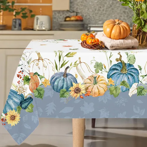 Miniatura 15 de Mantel rectangular de Navidad de 60 x 84 pulgadas, mantel de decoración navideña de alce, poliéster, impermeable y resistente a las arrugas, mantel
