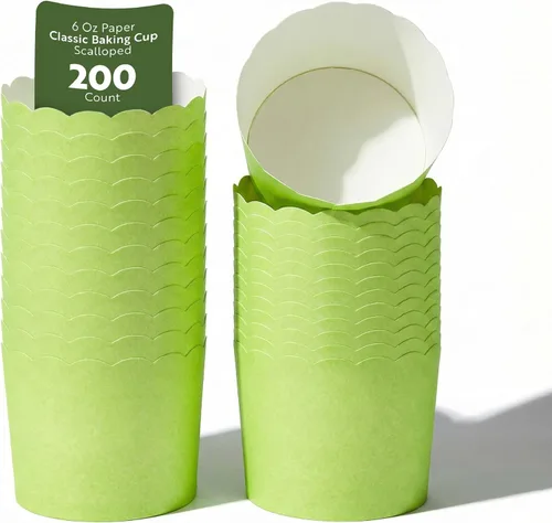 Miniatura 19 de Restaurantware Paquete de 200 moldes de papel para cupcakes de 3.38 onzas, resistentes a la grasa, festoneados para horno, elegantes tazas