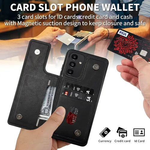 Miniatura 3 de FUYOCWE Funda para Motorola Moto G 5G 2023 con tarjetero, diseño de dragón morado bajo luna llena, piel sintética, función atril, ranura