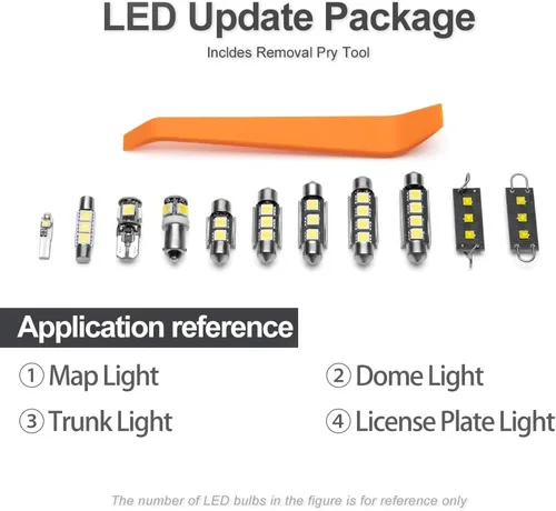 Miniatura 7 de Kit de 7 bombillas LED blancas para luces interiores para Mazda 5 mapas, cúpula de carga, luces superbrillantes de 6000 K para placa de matrícula