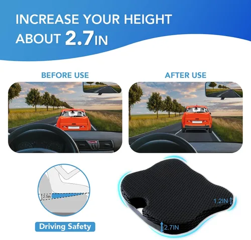 Miniatura 6 de Lofty Aim Cojín de asiento de coche, cómodos cojines de espuma viscoelástica para conducir (negro)