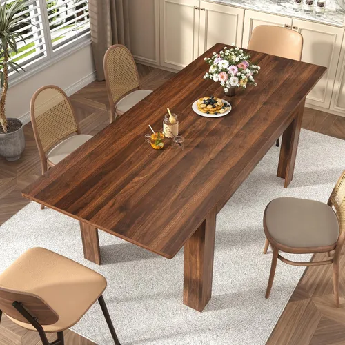 Miniatura 9 de jiteentarou Mesa de comedor extensible para 6-10 personas de 59 a 86 pulgadas, mesas ampliables de 86 pulgadas de largo para espacios pequeños, Roble