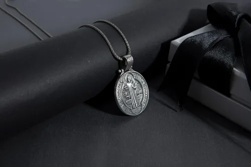 Miniatura 7 de bysilvergates Religious Collection - Men's 925 Sterling Silver Pendants St Christopher, St Michael, St Benedict - Timeless Faith-Inspired Necklaces