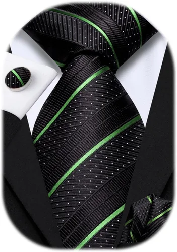 Miniatura 174 de Hi-Tie Corbatas de seda para hombre, diseño de cachemira a rayas, con bolsillo, gemelos cuadrados, conjunto formal de negocios