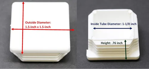 Miniatura 5 de Tapa de tubo cuadrada blanca de plástico universal de 1-1/2 pulgadas, tapón de acabado, tapa de extremo de tubo de tubo, deslizamiento de silla