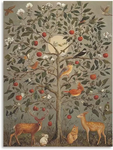 Miniatura 10 de Lienzo enmarcado vintage para pared, diseño de conejo, conejo, póster para decoración del hogar y Pascua, 13.5 x 13.5 pulgadas Granero rústico