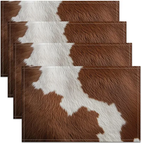 Miniatura 38 de jejeloiu Manteles individuales de mesa con osos para niños, manteles de mesa de animales salvajes de granja, mantel individual rústico de familia