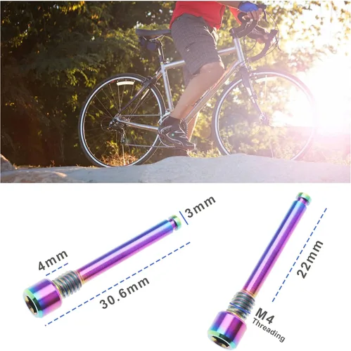 Miniatura 3 de Sing F LTD - 2 pernos de titanio M4 para pastillas de freno de disco de bicicleta, insertos de pasador roscado, pasador de pasador de disco
