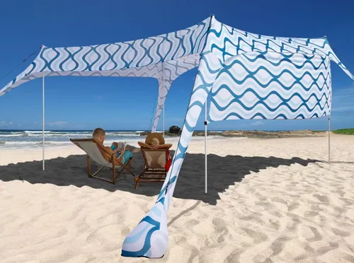 Miniatura 9 de Beach Canopy Tent Shade with Sidewalls 10x10FT, 6.6FT Tall, UPF50+ Sun Shelter, Windproof & Water Resistant, Includes Guylines Sand Shovel Stability