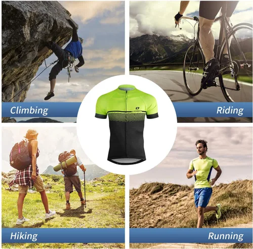 Miniatura 7 de LAMEDA Cycling Jersey Mens Short Sleeves Mountain Bike with Pockets Green