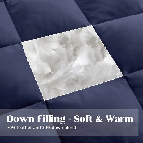 Miniatura 3 de puredown® Mantas de plumón para sofá, manta ligera para interiores y exteriores, manta suave para viajes y hogar, color azul marino