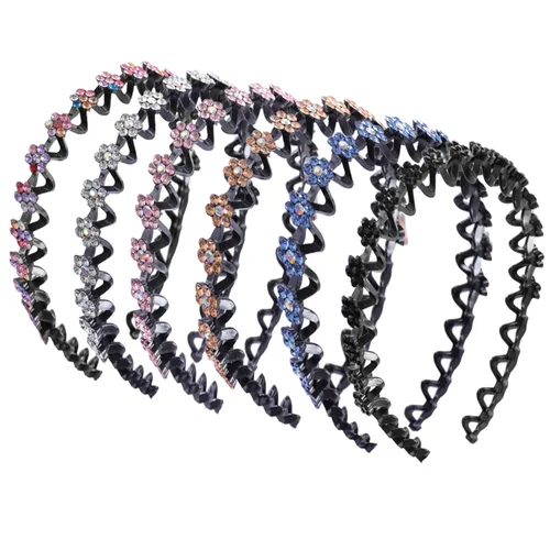 Miniatura 8 de Diademas con pedrería para mujeres y niñas, 4 piezas de diadema brillante de cristal antideslizante, diadema de cabello de pedrería sólida