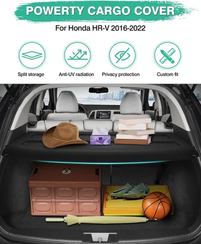 Miniatura 2 de Powerty Cubreobjetos para Honda HR-V 2016-2022, Funda retráctil para maletero con protección contra la lluvia para accesorios HRV 2016-2022