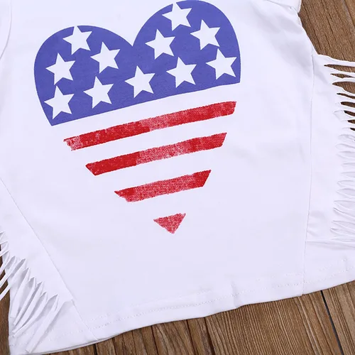Miniatura 12 de LYSMuch Conjunto de ropa de verano con estampado de béisbol para niñas pequeñas, camiseta y pantalones con borlas
