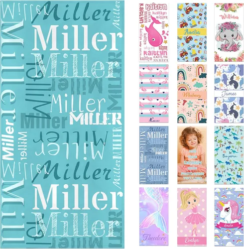Miniatura 19 de Toallas de playa personalizadas para adultos y niños con nombres, toallas de playa personalizadas para hombres y mujeres, toalla de baño