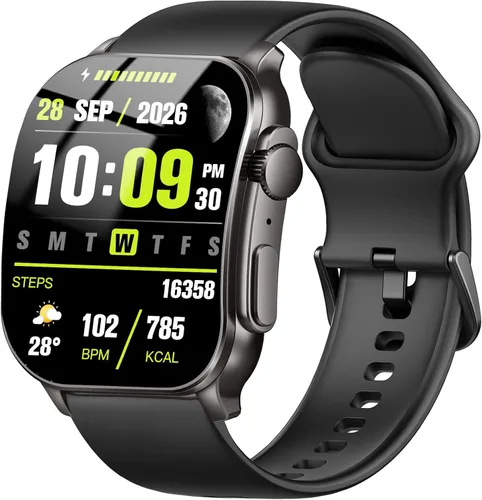 Reloj inteligente, 2.01 pulgadas AMOLED reloj de fitness con pantalla táctil curvada para hombres y mujeres, IP68 impermeable, monitor de frecuencia