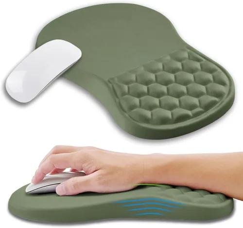 Miniatura 24 de Alfombrilla ergonómica para mouse con soporte de muñeca con espuma viscoelástica, almohadilla de masaje para aliviar el dolor del túnel carpiano