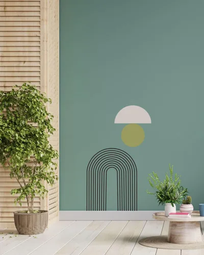 Miniatura 5 de Arte de pared abstracto de arco – Adhesivo de pared de arco iris, calcomanías modernas para despegar y pegar para dormitorio, sala de estar, oficina