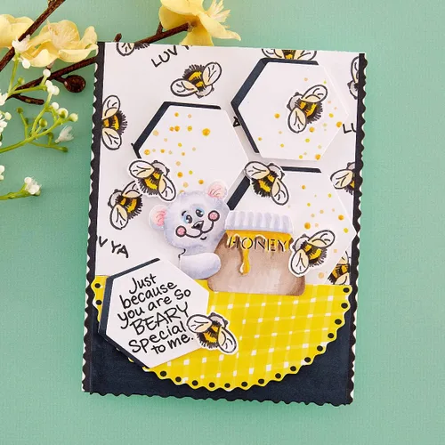 Miniatura 3 de Spellbinders Stampendous Bear Hugs Face and Sentiments - Juego de sellos transparentes