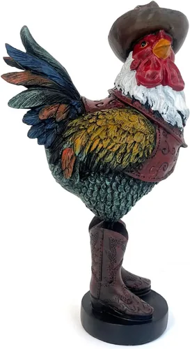 Miniatura 9 de LIFFY Estatua de jardín de gallo al aire libre, 10.5 pulgadas de resina para interiores, decoración del hogar, estatua de animales de granja