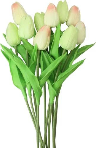 Miniatura 14 de Tulipanes artificiales, 10 cabezas, mini flores artificiales de tacto real, tulipán falso para decoración del hogar, boda, fiesta, ramo de flores