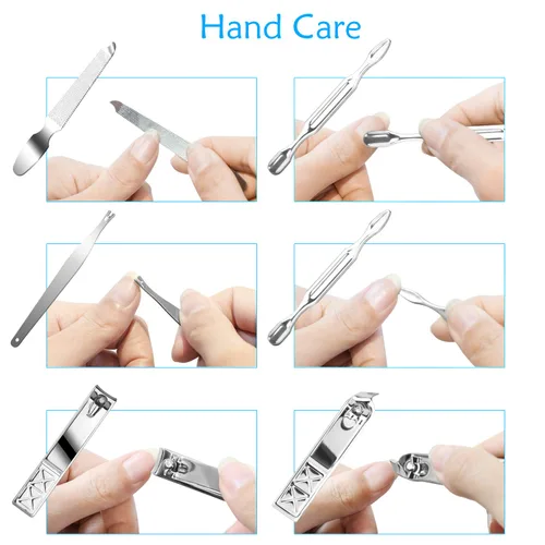 Miniatura 6 de Teamkio Juego de manicura y pedicura, cortaúñas, kit de higiene de viaje, juego de cuidado de cortador de uñas de acero inoxidable, juego de cuidado