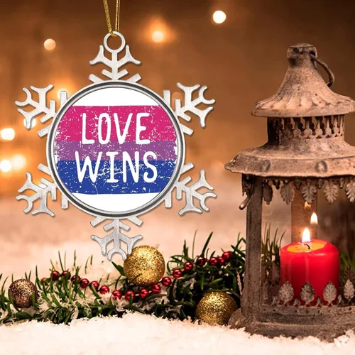Miniatura 3 de Adornos de Navidad para árbol Love Wins Bisexual Lesbianas Adornos Gay Decoración de árbol de Navidad Recuerdo Bisexual Orgullo Arco Iris Gay LGBTQ
