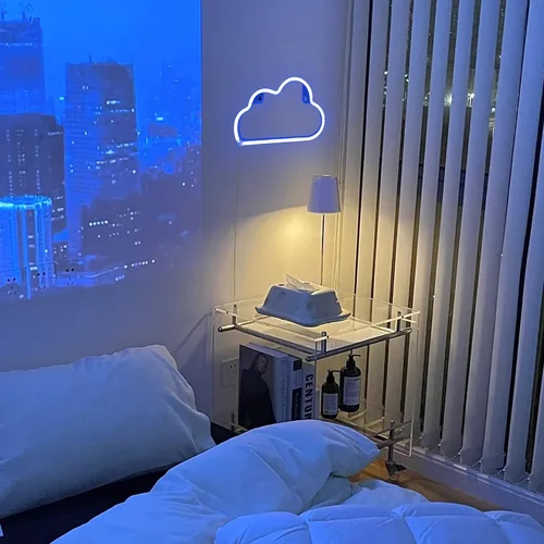 Miniatura 5 de luz de neón de nube, lindo cartel de nube de neón, batería o luz nocturna alimentada por USB como decoración de pared para habitación de niños