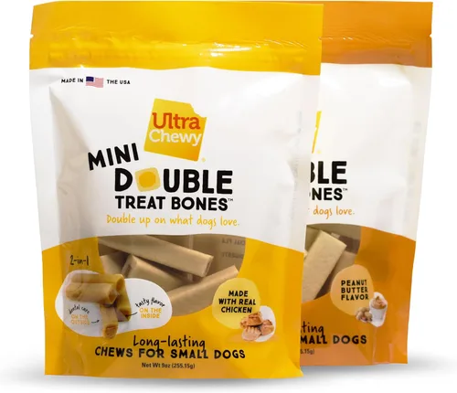 Miniatura 11 de Ultra Chewy Double Treat Bones Favorites, golosinas para perros, hechas en los Estados Unidos, golosinas saludables, fáciles de digerir, promueve