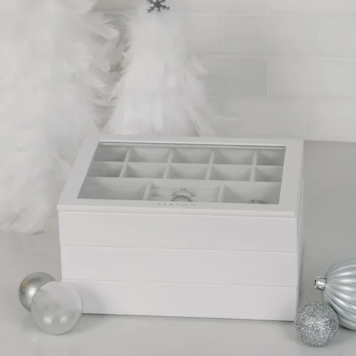 Miniatura 5 de Vlando - Bandeja organizadora de joyas apilable, de gran capacidad, organizador de cajones, bandeja de exhibición, caja para anillos, aretes