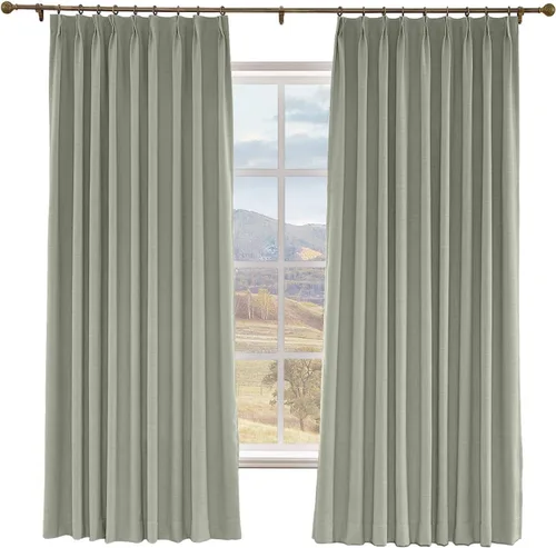Miniatura 12 de Macochico Cortinas opacas de lino sintético de 52 pulgadas de ancho x 63 pulgadas de largo, panel de cortinas plisadas para dormitorio, aulas